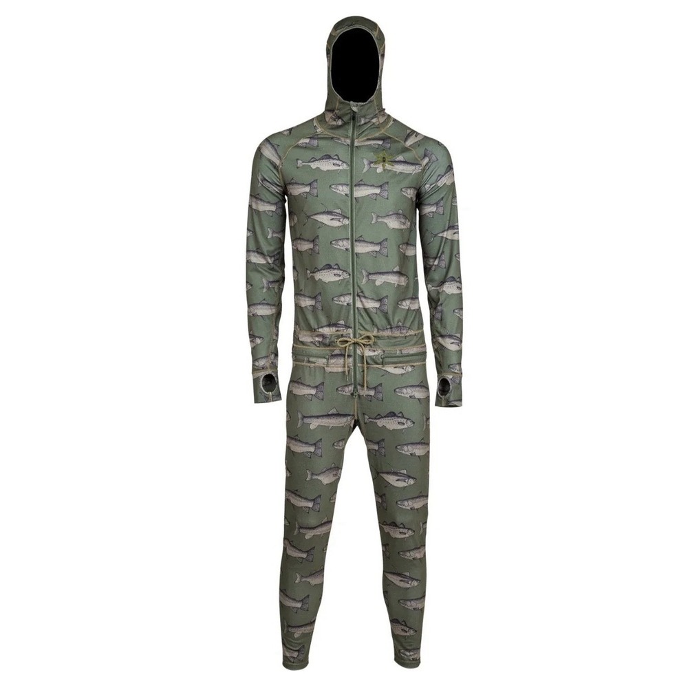 AIRBLASTER CLASSIC NINJA SUIT Olive Fish S Ski Base layer Camping Merino Wool - Picture 2 of 8